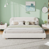 King Boucle Upholstered Platform Bed Frame