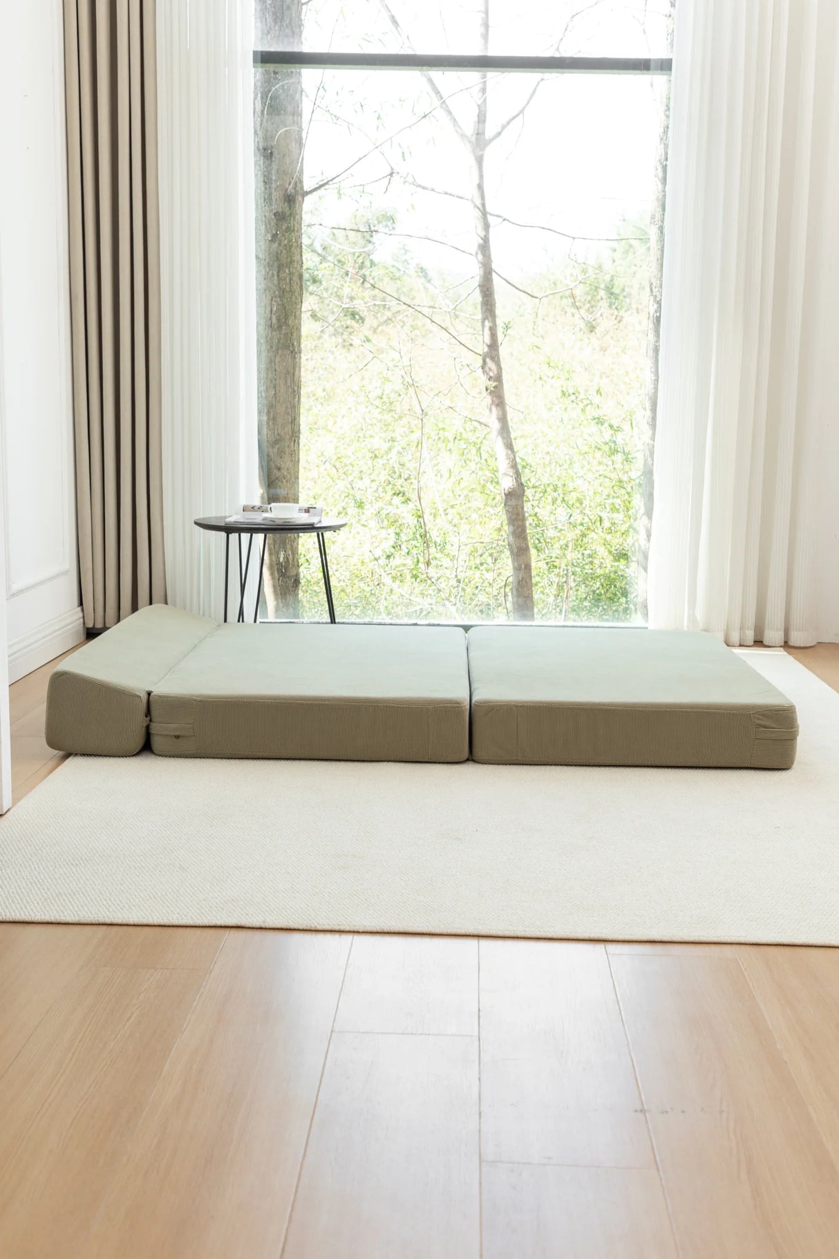 Foldable Corduroy 2-Seat Sofa Bed With Mattress - Omega Lifestyles