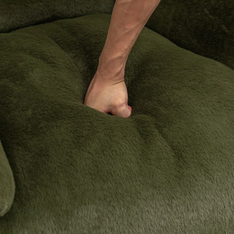 Faux Fur Comfy Bean Bag Chair With Back Support Green - Omega Lifestyles