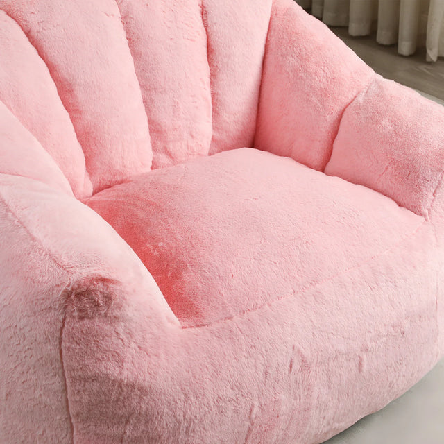 High Density Foam Pink Faux Fur Beanbag Chair - Omega Lifestyles