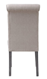 Set of 2 Beige Linen Synthetic Wood Side Chairs - Omega Lifestyles