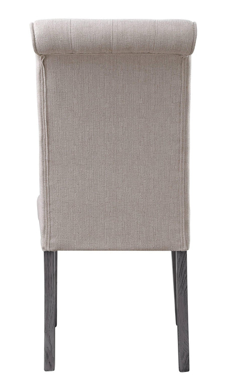 Set of 2 Beige Linen Synthetic Wood Side Chairs - Omega Lifestyles