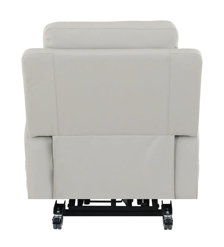 Light Gray Faux Leather Power Lift Heating Massage Chair - Omega Lifestyles