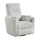 Gray Corduroy Recliner Chair With Swivel Glider And Pillows - Omega Lifestyles