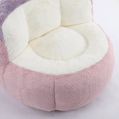 Multicolor Faux Fur Oversized Foam-Filled Bean Bag Chair - Omega Lifestyles