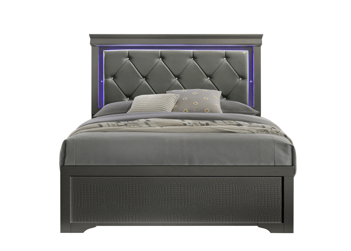 Modern Twin Upholstered Wood Bed Frame With LED Headboard - Omega Lifestyles