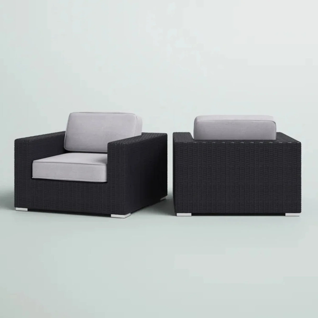 Set Of Two All-Weather Rattan Patio Chairs With Cushions - Omega Lifestyles