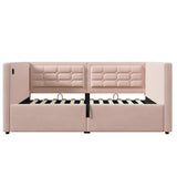 Twin Pink Velvet Upholstered Hydraulic Storage Bed Frame - Omega Lifestyles