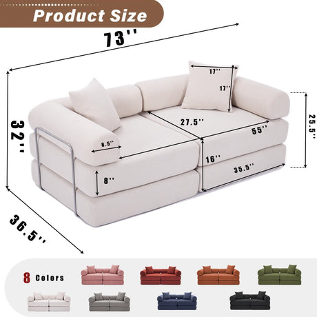 Modular Folding Corduroy Convertible Sofa Bed - Omega Lifestyles