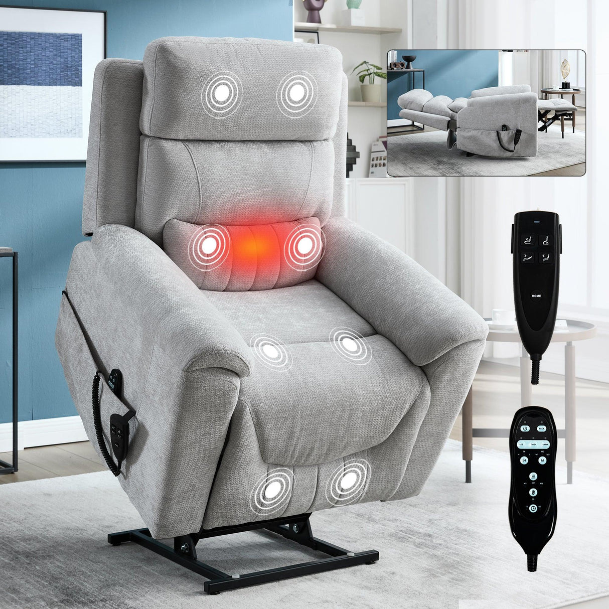 Dual Motor Power Lift Recliner Chair With Massage Heating - Omega Lifestyles