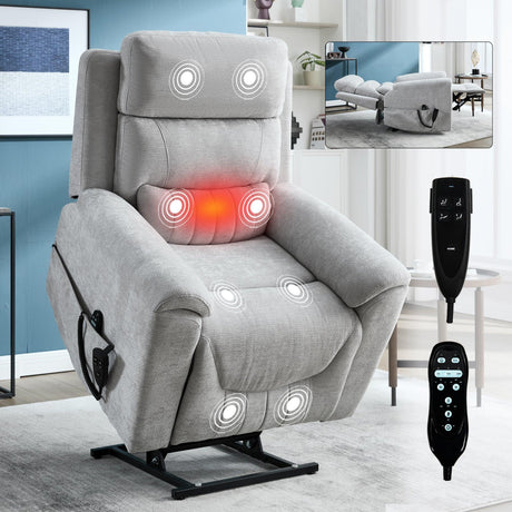 Dual Motor Power Lift Recliner Chair With Massage Heating - Omega Lifestyles