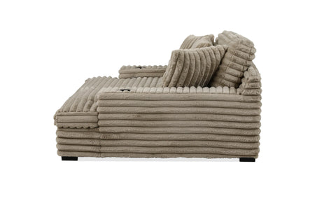 Corduroy Jumbo Chaise Armchair With Dual Cup Holders - Omega Lifestyles
