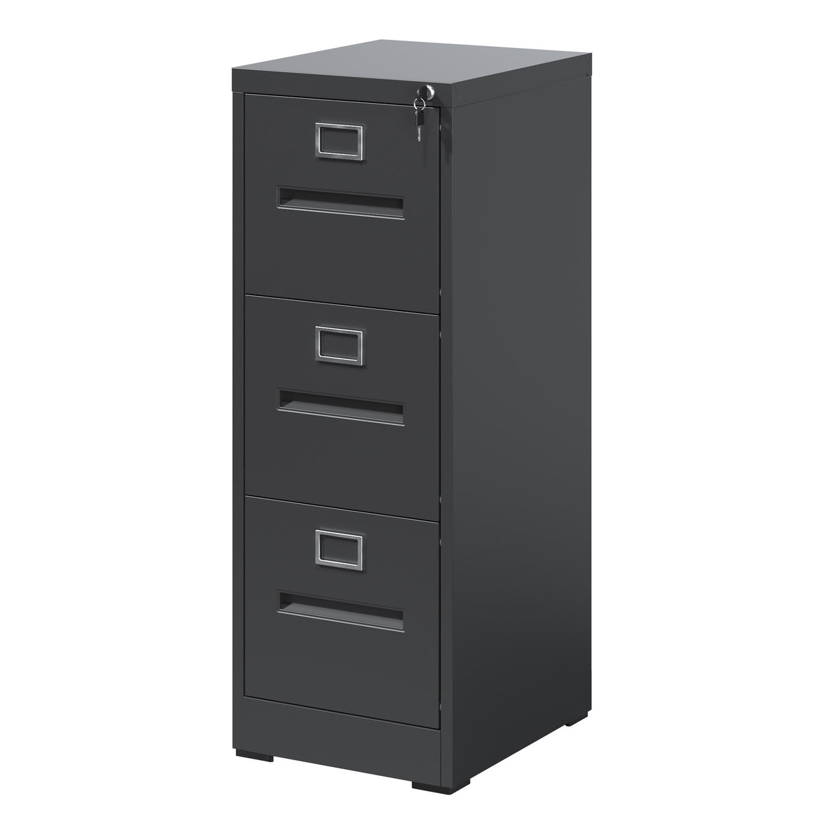 Metal 3 Drawer Locking Filing Cabinet Powder Coated Steel