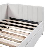 Upholstered Twin Daybed With Linen Fabric Trundle - Omega Lifestyles