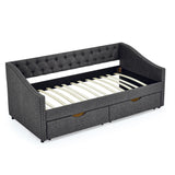 Twin Upholstered Tufted Daybed With Storage Drawers - Omega Lifestyles
