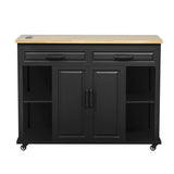 Extendable Rubber Wood Veneer Kitchen Island Cart - Omega Lifestyles