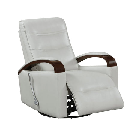 Swivel Gliding Recliner Faux Leather With Solid Rubberwood Arms - Omega Lifestyles