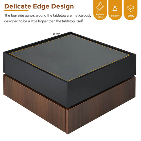 360 Degree Rotating Square Coffee Table With Drawers - Omega Lifestyles