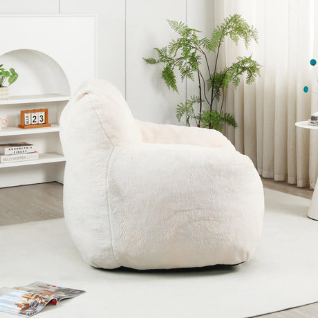 Large Faux Fur High-Density Foam Bean Bag Chair - Omega Lifestyles