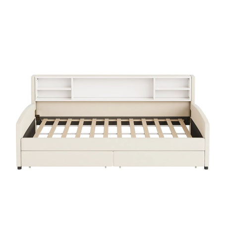 Twin Velvet Upholstered Platform Bed With Storage Drawers - Omega Lifestyles