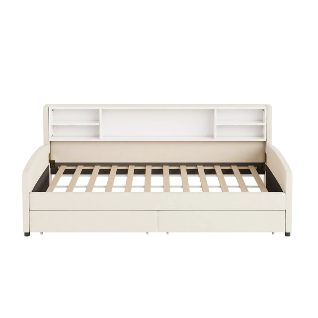 Twin Velvet Upholstered Platform Bed With Storage Drawers - Omega Lifestyles