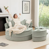 Modern Chenille Upholstered Barrel Accent Chair With Ottoman - Omega Lifestyles