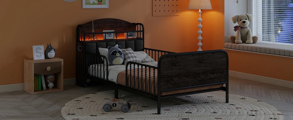 Twin Metal Platform Bed Frame With LED Light - Omega Lifestyles