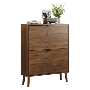 Farmhouse Walnut MDF Shoe Cabinet With Flip Drawers - Omega Lifestyles
