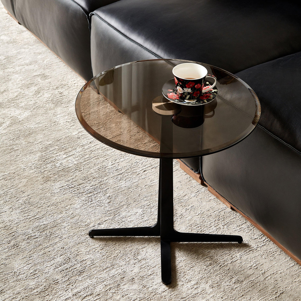 Round Tempered Glass Top Metal Accent End Table - Omega Lifestyles