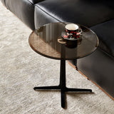 Round Tempered Glass Top Metal Accent End Table - Omega Lifestyles