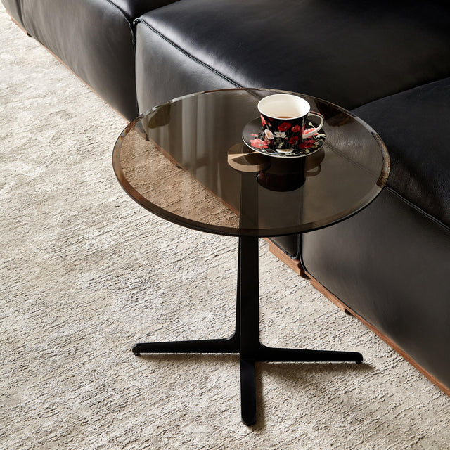 Round Tempered Glass Top Metal Accent End Table - Omega Lifestyles