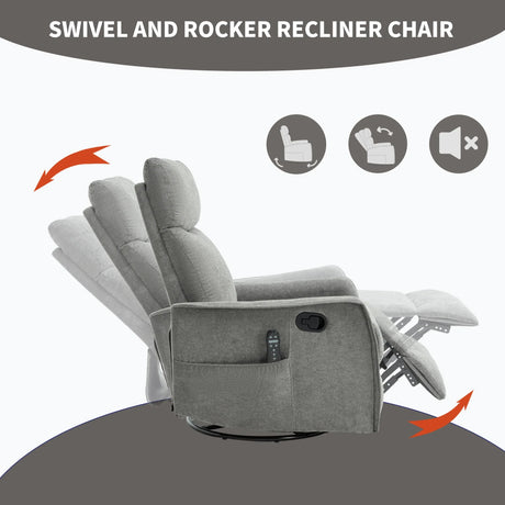 Heat Massage Recliner Chair With Swivel Rocker And Lumbar Heat - Omega Lifestyles