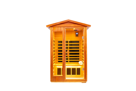 Two Person Far Infrared Khaya Wood Outdoor Sauna Room - Omega Lifestyles
