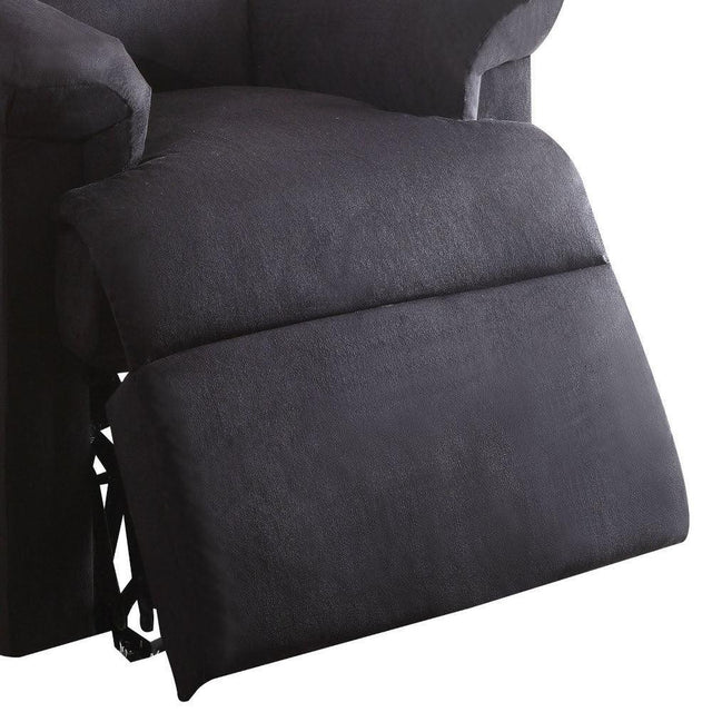 Black Fabric Motion Recliner With Plush Pillow-Top Arms - Omega Lifestyles