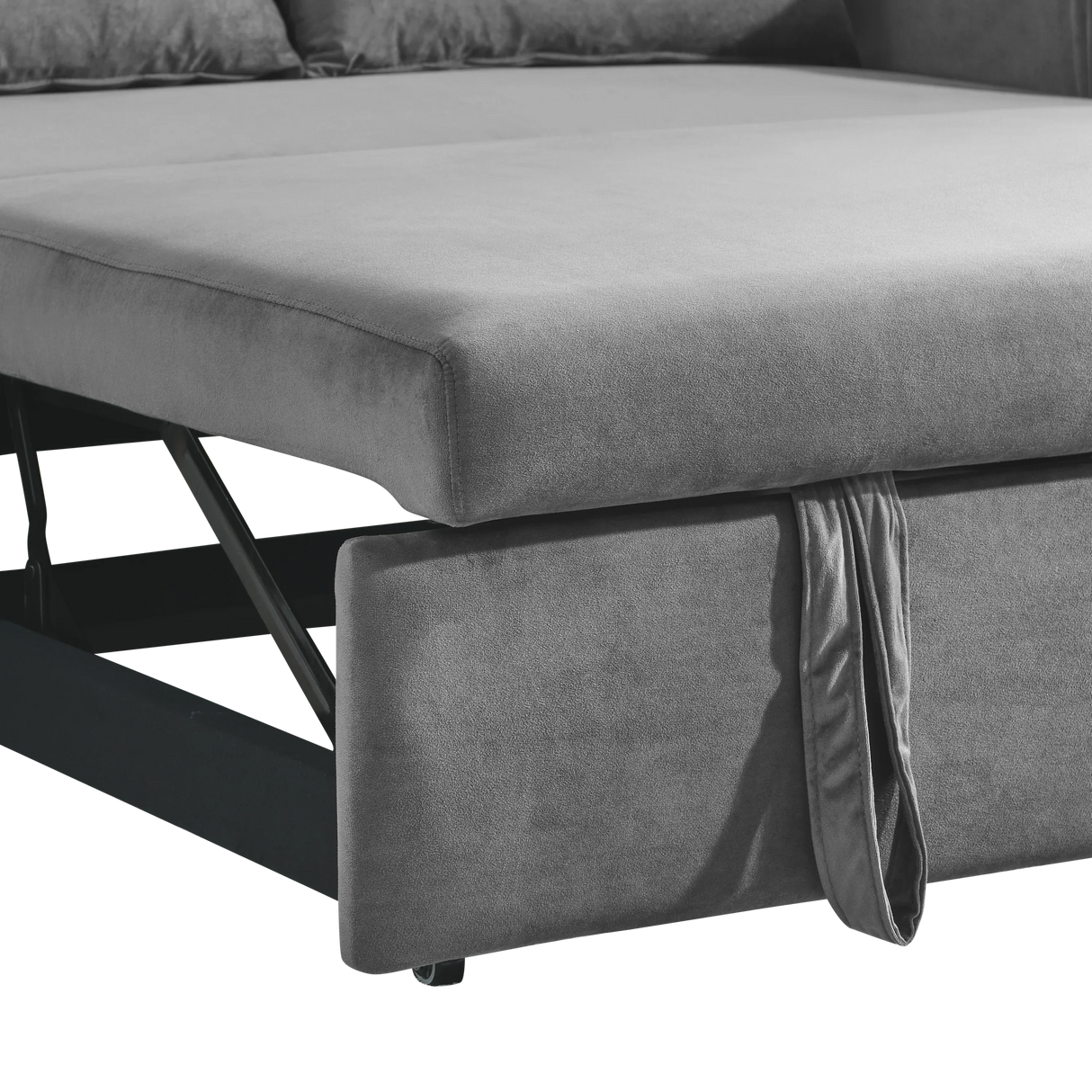 Velvet Convertible Pull-Out Sofa Bed With Pillows - Omega Lifestyles