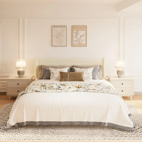 King Solid Wood Platform Bed Frame With Headboard - Omega Lifestyles