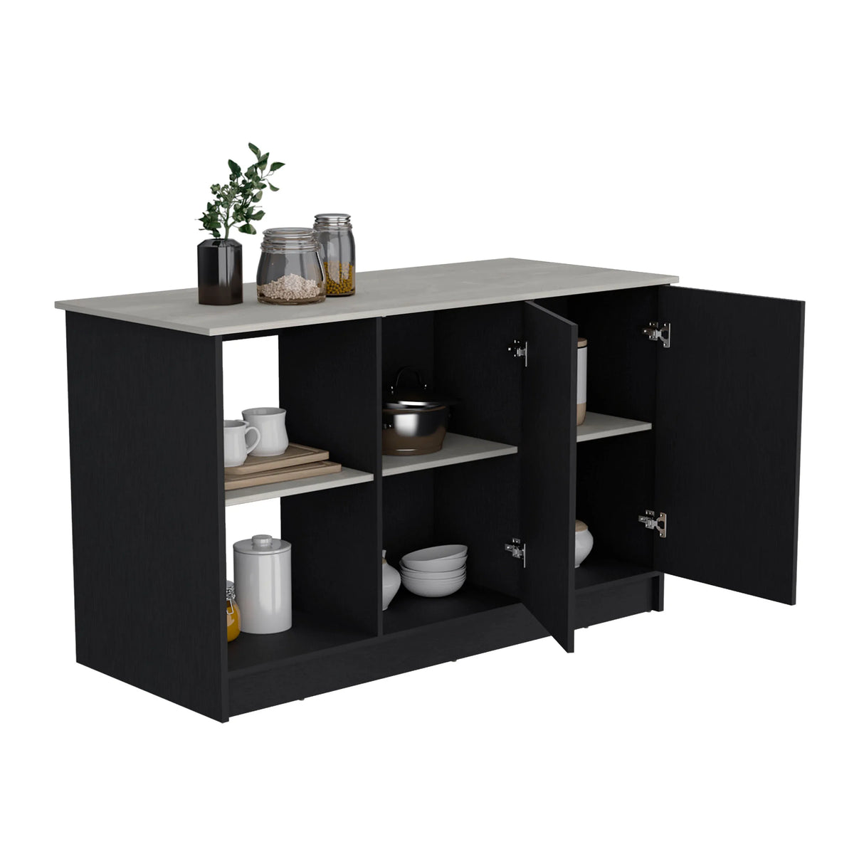 Modern Particle Board Kitchen Island With Double Doors - Omega Lifestyles