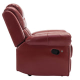 Wine Red Faux Leather Manual Recliner Chair With LED Strip - Omega Lifestyles
