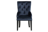 Dark Navy Velvet Parson Side Chair With Wood Legs - Omega Lifestyles