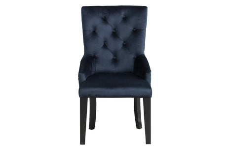 Dark Navy Velvet Parson Side Chair With Wood Legs - Omega Lifestyles