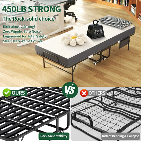 Twin Medium 5-Inch Memory Foam Folding Bed Frame - Omega Lifestyles