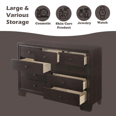 Espresso Synthetic Wood 6-Drawer Dresser Furniture - Omega Lifestyles