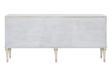 French Provincial Pearl White Silver Console Cabinet - Omega Lifestyles