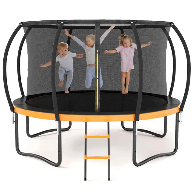 12-Foot Outdoor Metal Frame Kids Safety Trampoline - Omega Lifestyles