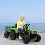 12V Battery Powered Kids Ride-On Tractor With Trailer - Omega Lifestyles