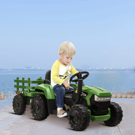 12V Battery Powered Kids Ride-On Tractor With Trailer - Omega Lifestyles