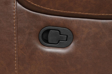 Transitional Brown Leatherette Recliner With Nailhead Trim - Omega Lifestyles