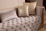 Naomi Velvet Button Tufted Firm Sofa With Gold Accents - Omega Lifestyles