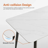 Modern Ceramic Tile Rectangular Dining Table With Metal Base - Omega Lifestyles