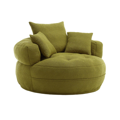 Modern Chenille Circular Sponge Sofa With Throw Pillows - Omega Lifestyles